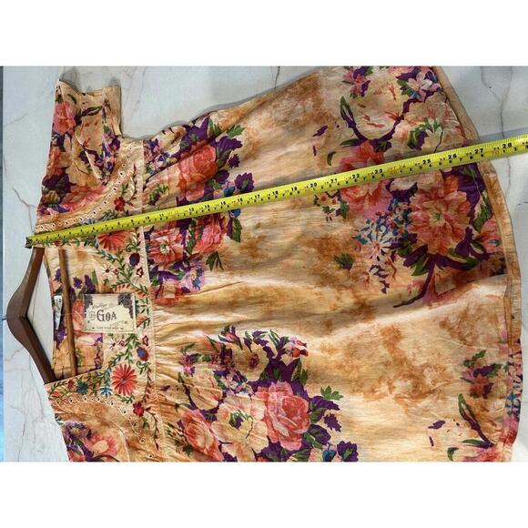 NWT Vintage Goa Square Neck Embroidered Floral Boho Top in Mango Women size Med​ - Picture 11 of 13